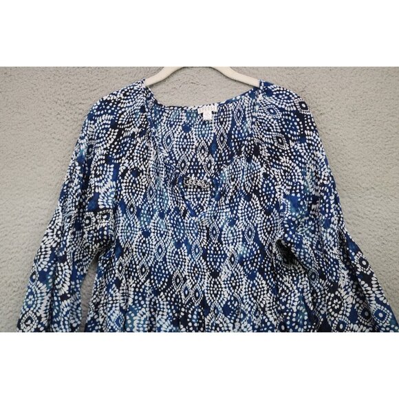 Spense 3/4 Bell Sleeve Stretchy Smocked Tunic-Size Large-BOHO - Picture 2 of 10
